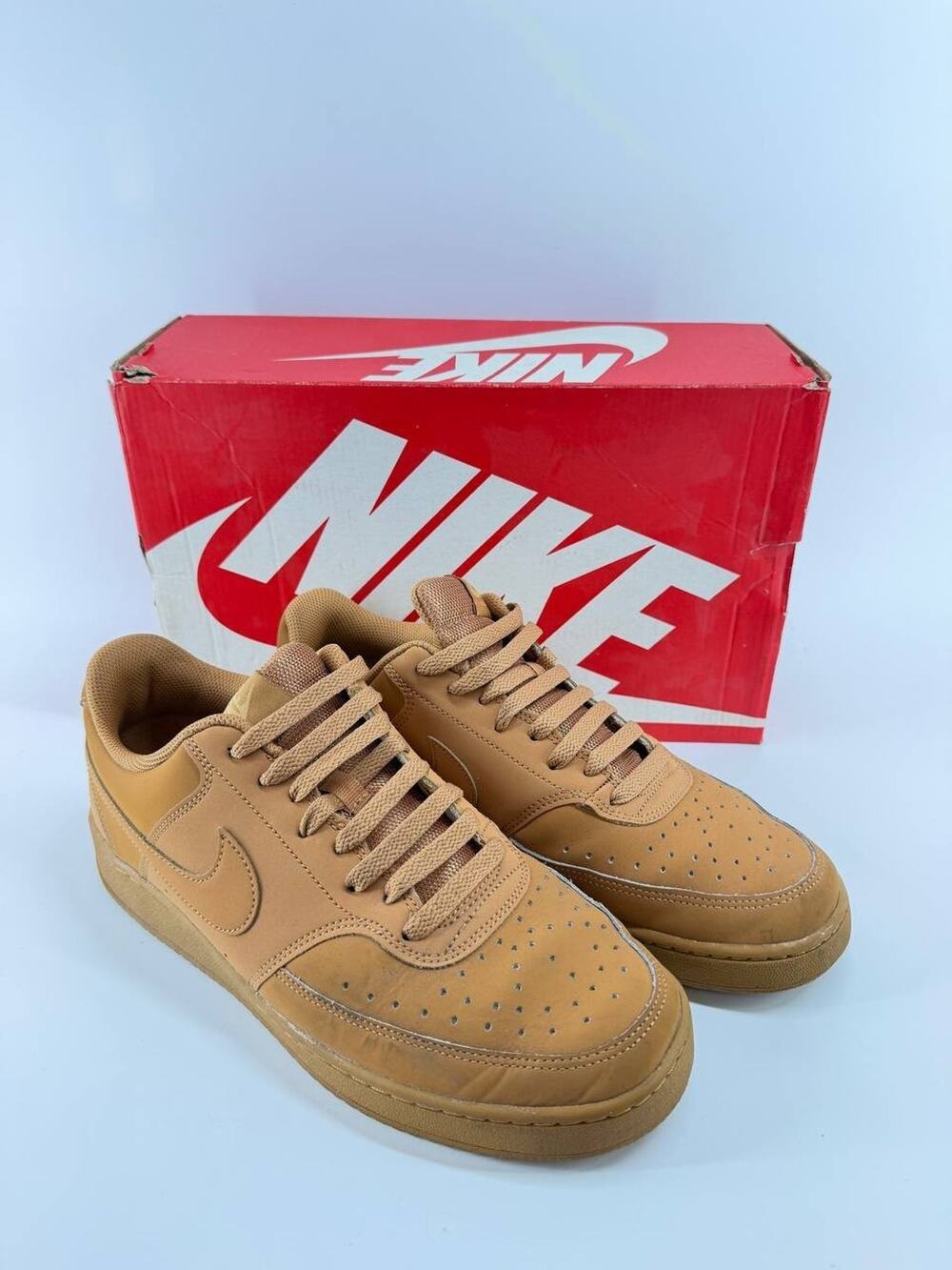 Nike Court Vision Low Men’s Wheat Flax Leather Sneakers CD5463-200 Size 9